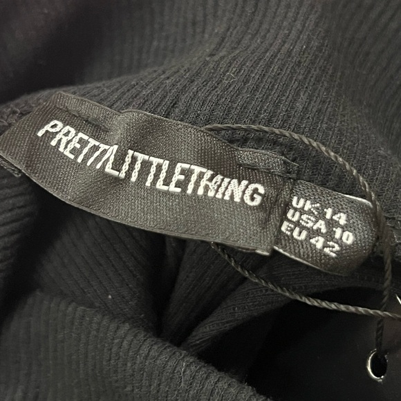 Pretty Little Thing Black High Neck Sleeveless Ribbed Bodysuit Size 10 - Picture 4 of 5